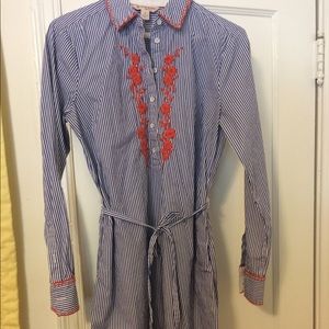 Brooks Brothers Striped Embroidered Dress